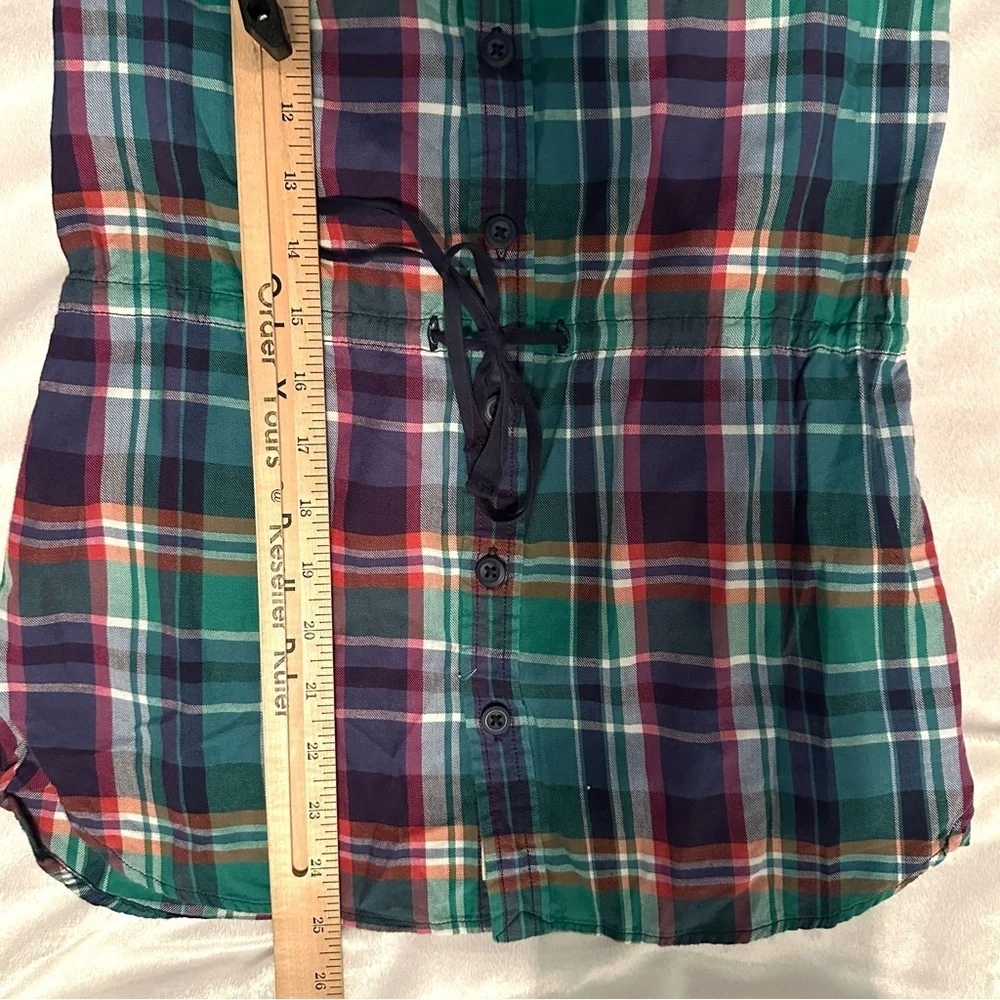 Ralph Lauren Tartan Plaid Shirt Dress Tunic Kids Girls 7 navy green red cotton